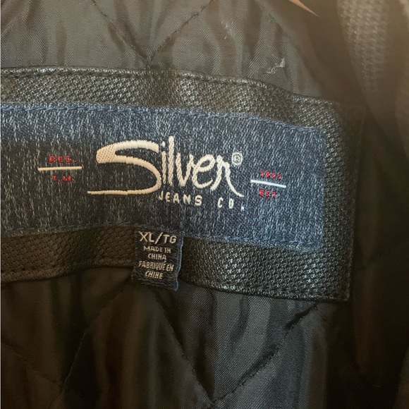 Silver Jeans Co. black jacket with leather (XL) - Picture 8 of 9